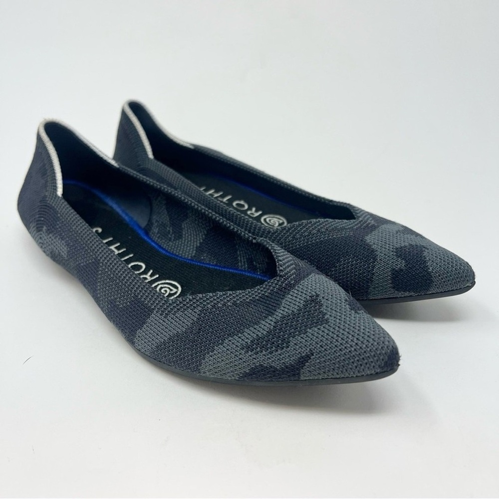 Rothy's Pointed Toe Camouflage Knit Flat - Black & Gray